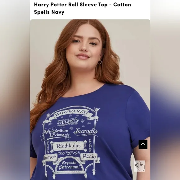 NWT Torrid 3 Harry Potter Roll Sleeve Top - Cotton Spells Navy - Picture 3 of 3